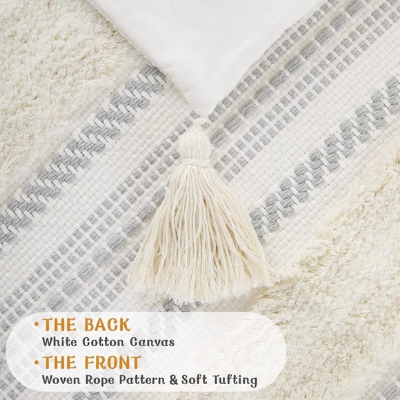 Decor Uhome Boho Lumbar Pillow Cover w/Miulee Pillow Insert 12x20 inch - Picture 3 of 5